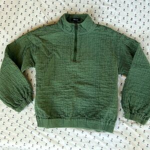 Madewell Diamond Jacquard Half-Zip Pullover in Green Sz Small